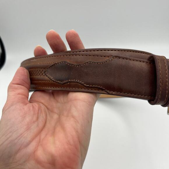 JRC & Sons Men's Brown Bovine Leather Belt Silver Tone Buckle Size 32 - Picture 6 of 10